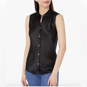 Vince. 100% Silk Women’s Black Sleeveless Shirt Large